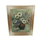 Vintage Flowers Still Life Amateur Painting Framed Signed