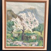 Original Swedish Oil On Canvas – “Shepherd” By May Nicklasson