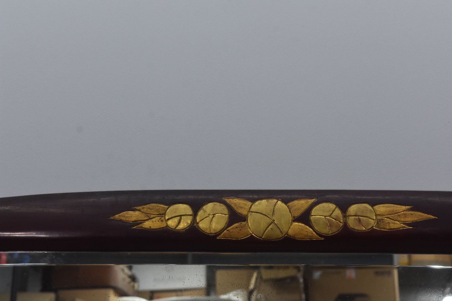 Miroir Art déco 1930 laqué rouge et dorée