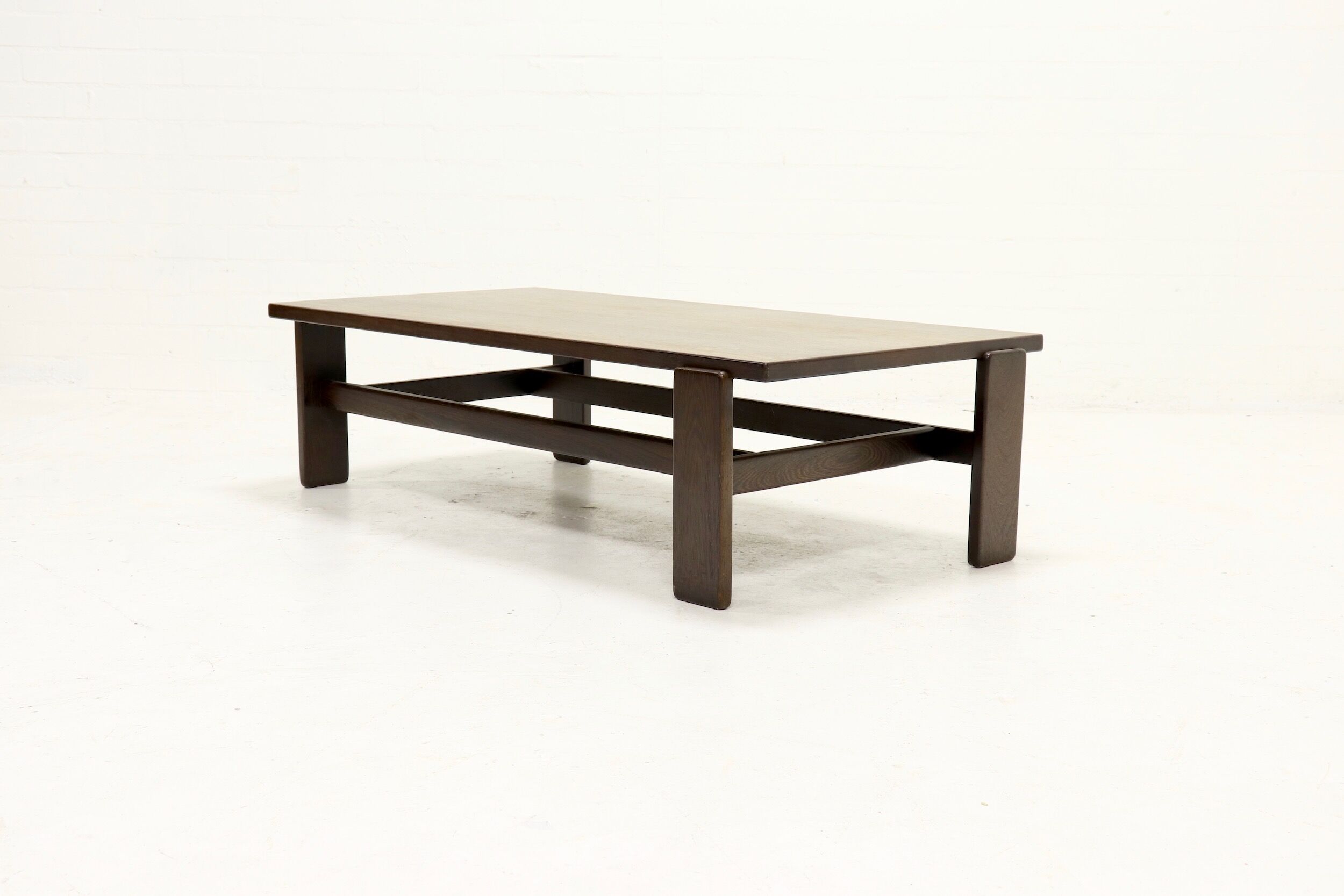 Asymmetrical solid Wenge wooden coffee table 1960s