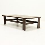 Asymmetrical solid Wenge wooden coffee table 1960s
