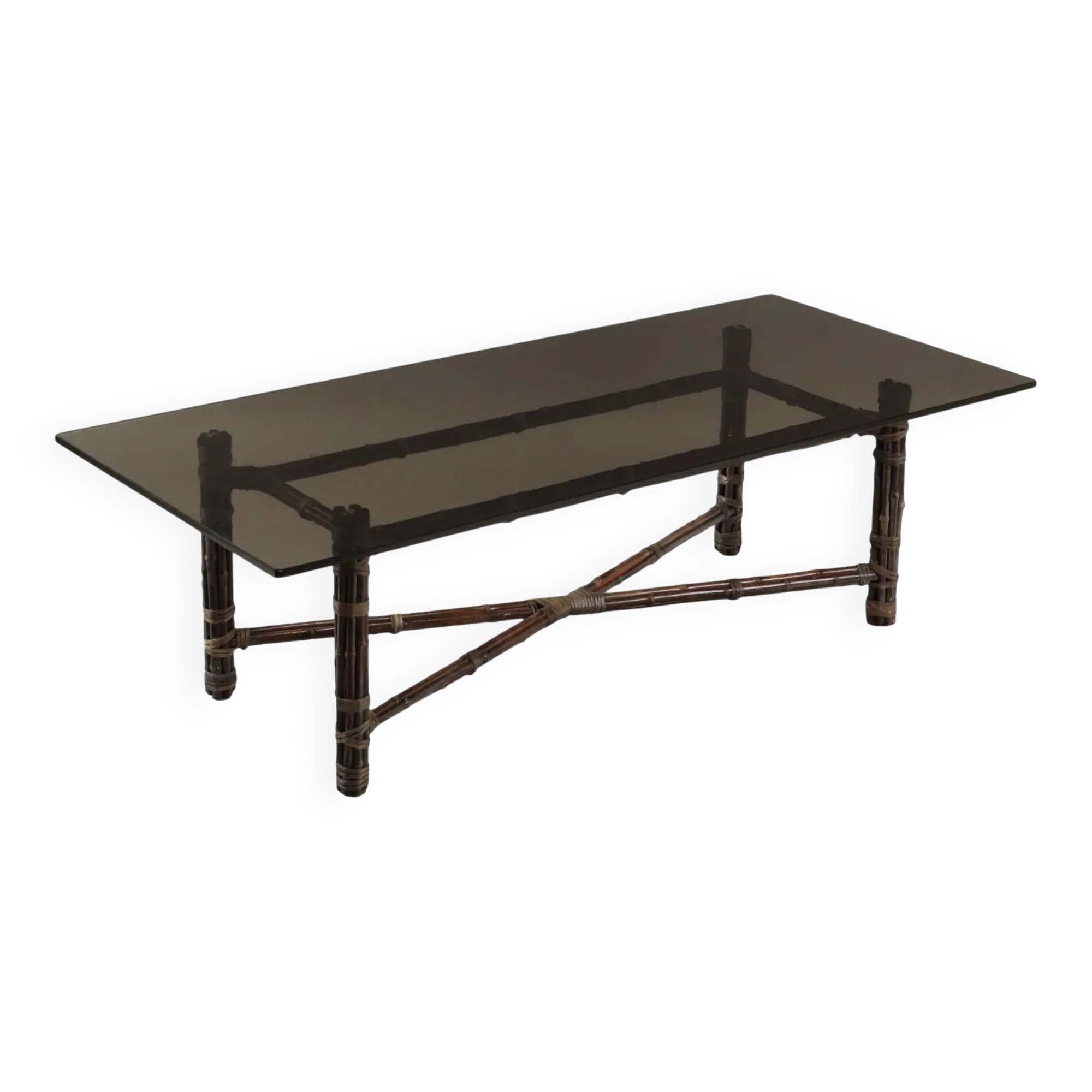 Table basse vintage design L. Levi McGuire en bambou, Italie, années 1980