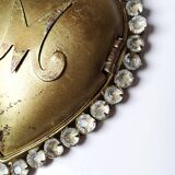 Ancient ex-voto of a flaming heart of Mary, adorned with rhinestones, 19th-20th century.