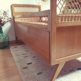 Lit enfant rotin vintage