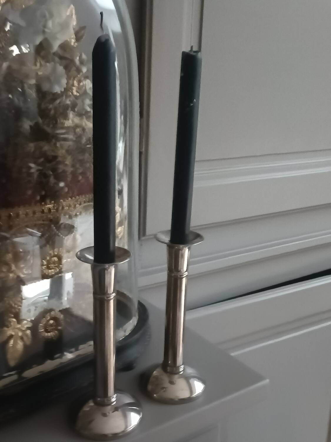 Pair of silver-plated candlesticks