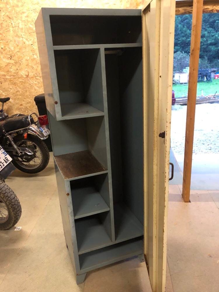 Old metal cabinet 4 shelves and hospital cloakroom