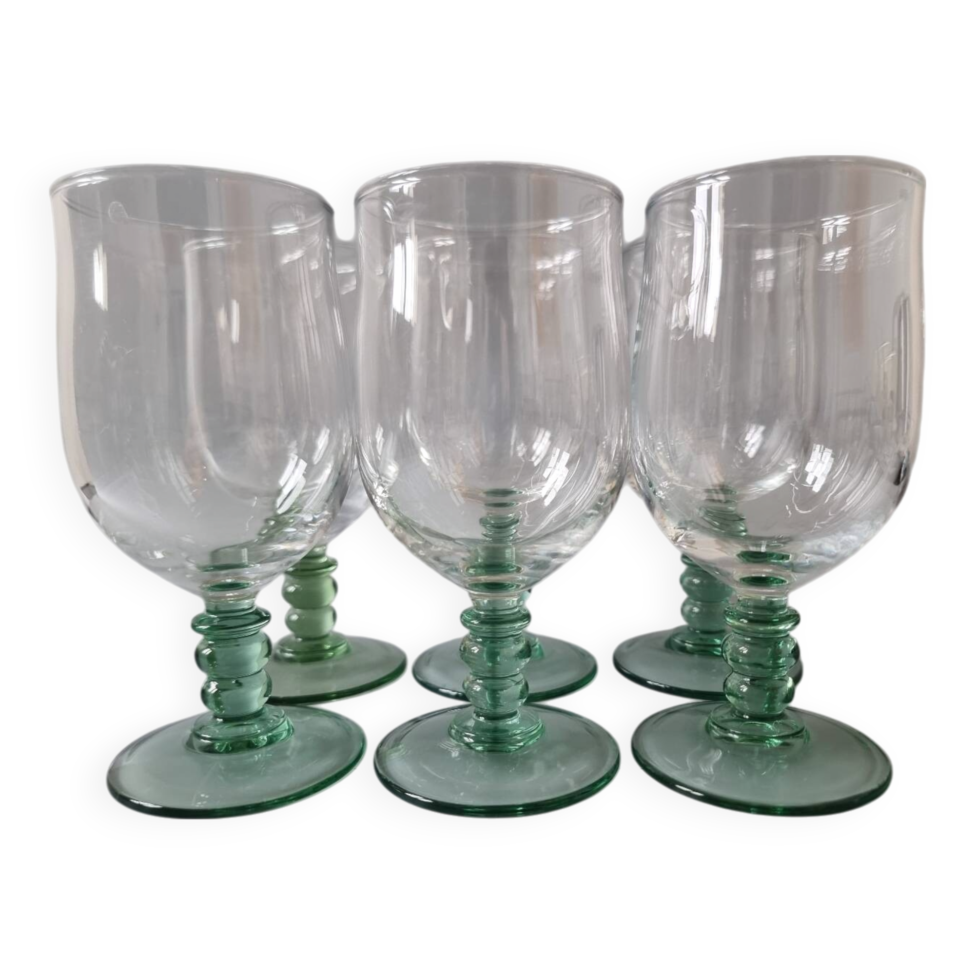 Green stemmed glasses