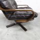 Scandinavian armchair 1970 curved laminated wood leather seat