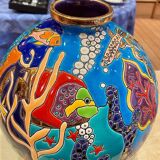 Longwy Enamels Ball Vase