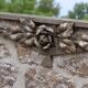 Antique Art Deco metal mirror with rose decoration – vintage wall mirror ann