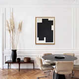 Peinture abstraite minimaliste, signe noir