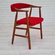 Danish armchair, 70s, reupholstered, kvadrat furniture wool, oak wood