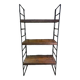 60's string wall shelf black lacquered metal oak, vintage