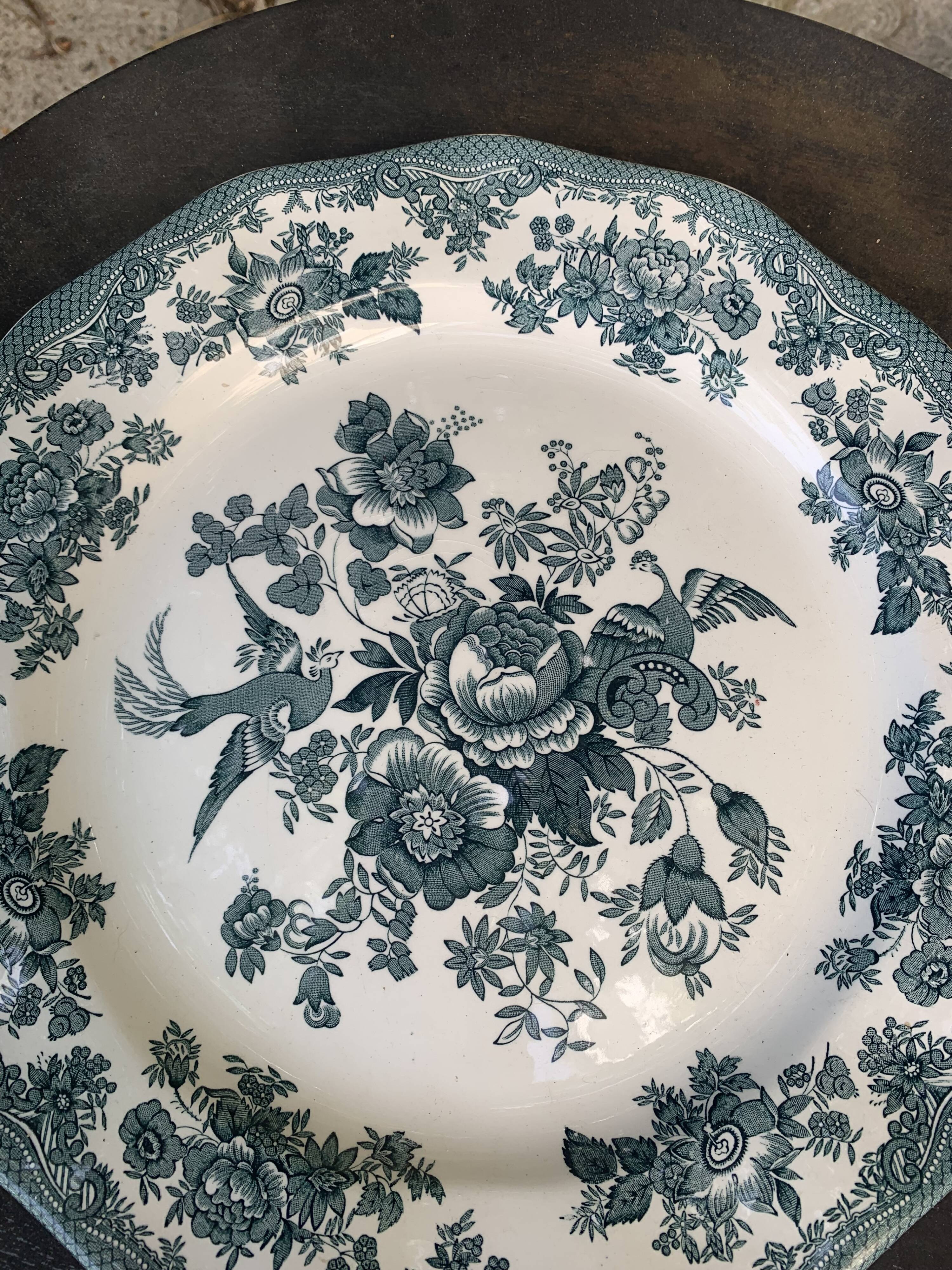 Enoch Wedgwood England cake dish Asiatic pheasants antique