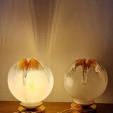 Mazzega globe lamp duo from Murano
