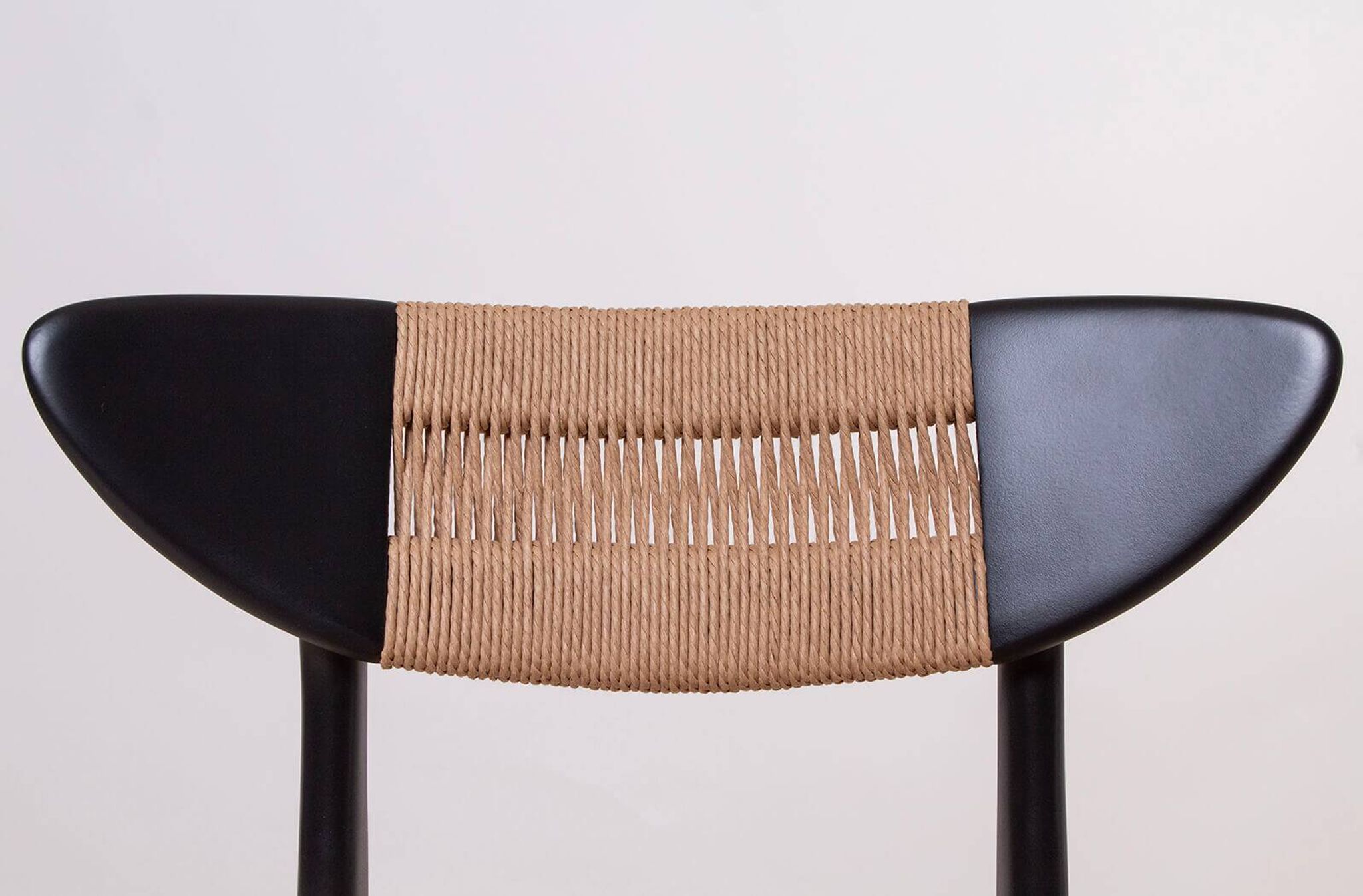 Set of 6 Scandinavian Modern Dining Chairs, Rope Seating and Backrest, 1960