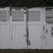 Volets 4 vantaux H148xL245cm persiennes chêne anciens paire 1