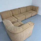 Modular sofa in beige fabric, 70s, 5 elements