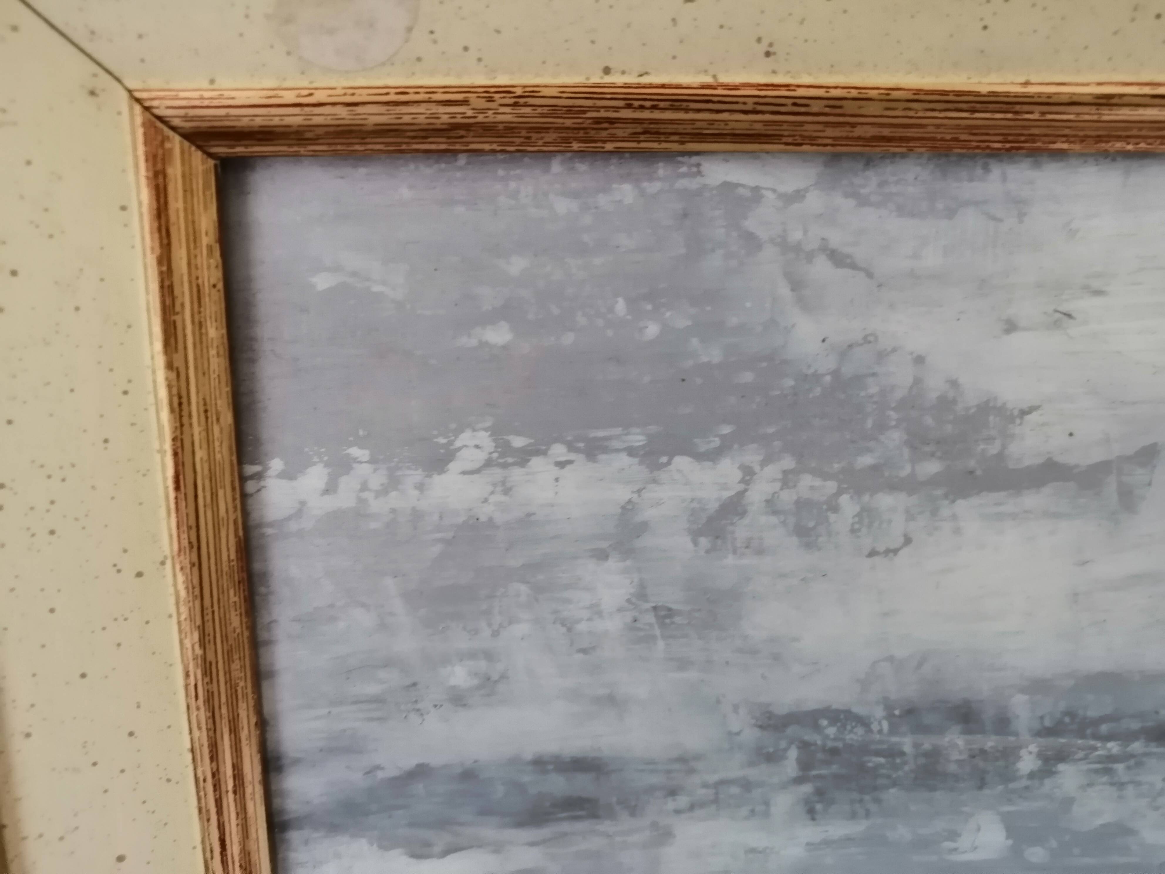 Old oil framed on panel