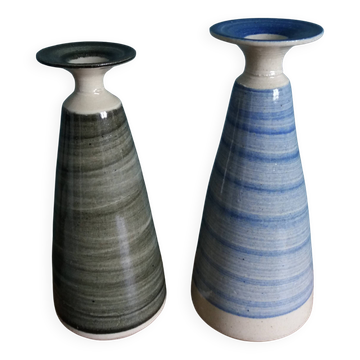 Vases soliflores en grès tourné