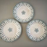 Set of 3 green Gien plates, Floretin model
