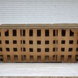 1960s, Danish 3-seater sofa, green furniture velour, oak wood legs.