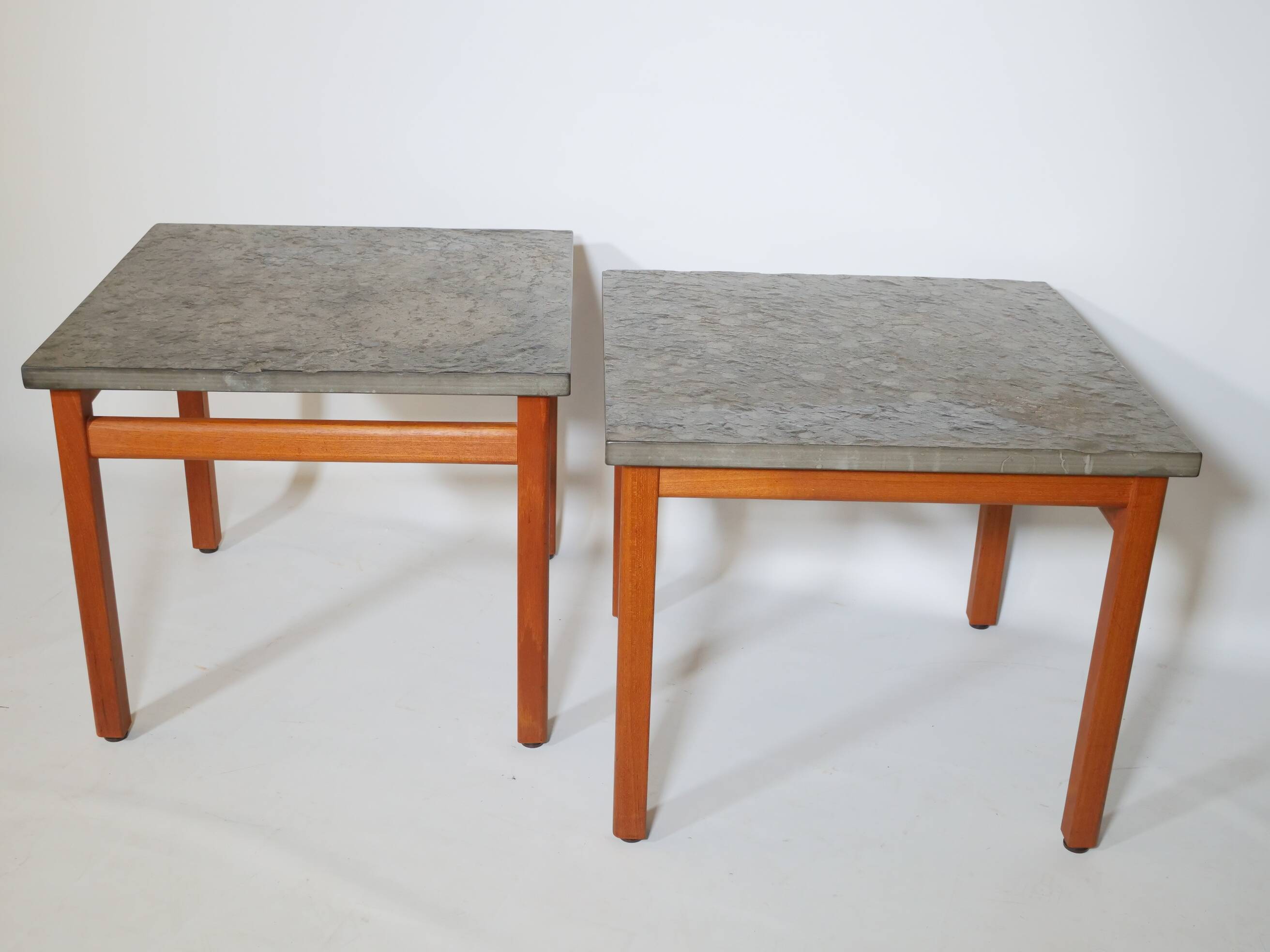 Mid-century side table set teak slate table 60s 70s vintage