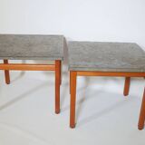 Mid-century side table set teak slate table 60s 70s vintage