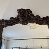 Hand carved art nouveau wood mirror