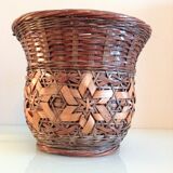 Cache pot en osier tressé, vintage années 60/70