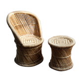 Bamboo and rattan chair and coffee table