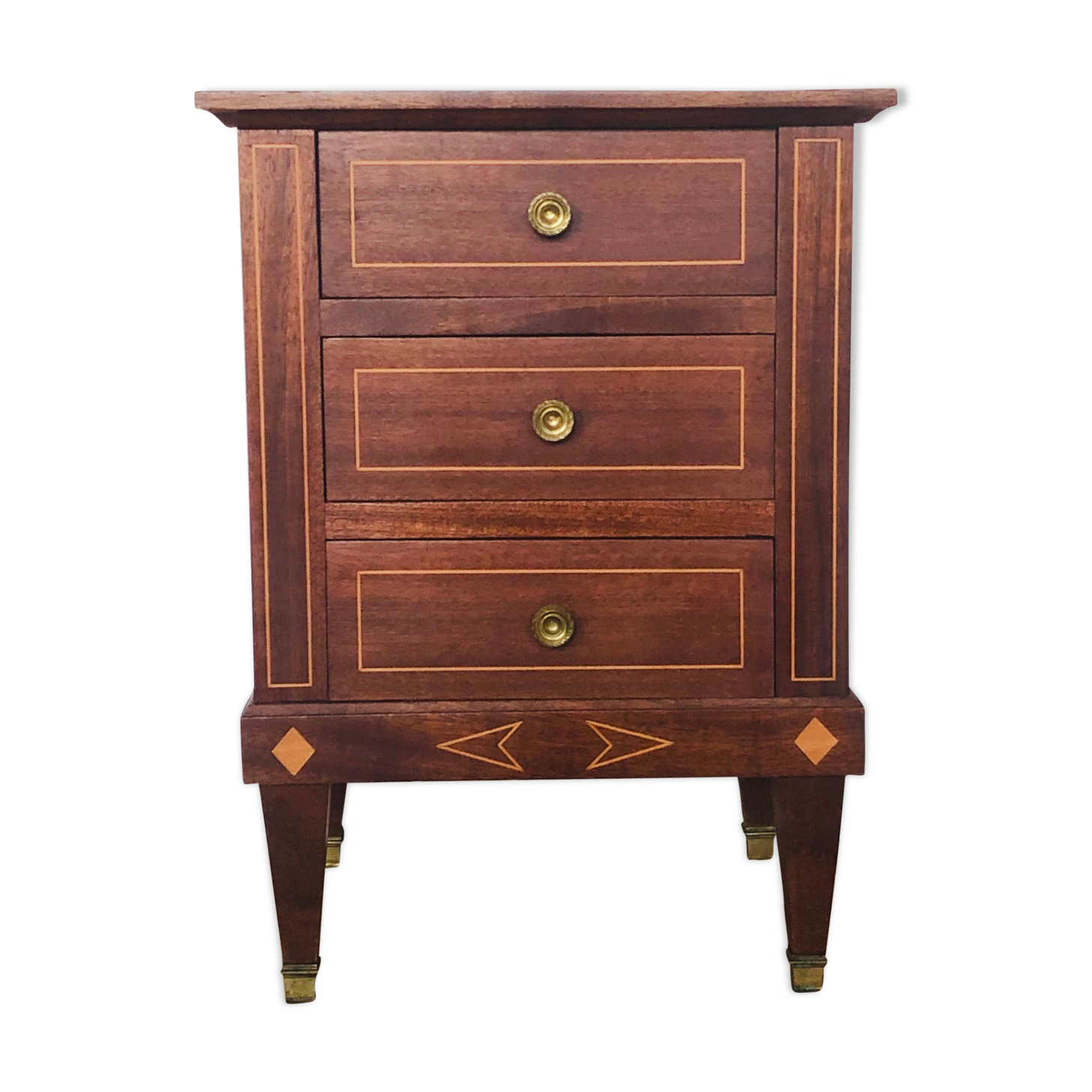 Bedside, walnut 3 drawers
