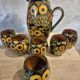 Vintage ceramic owl service signed Reber, 1960