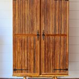 Vintage bamboo and rattan cabinet attributed to Audoux Minnet