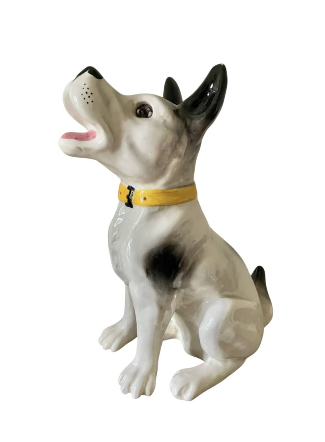DESVRES earthenware dog with sulphide eyes, 1950