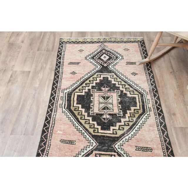 1970s Turkish Oushak Handmade Wool Cotton Orange Runner Rug 92x331