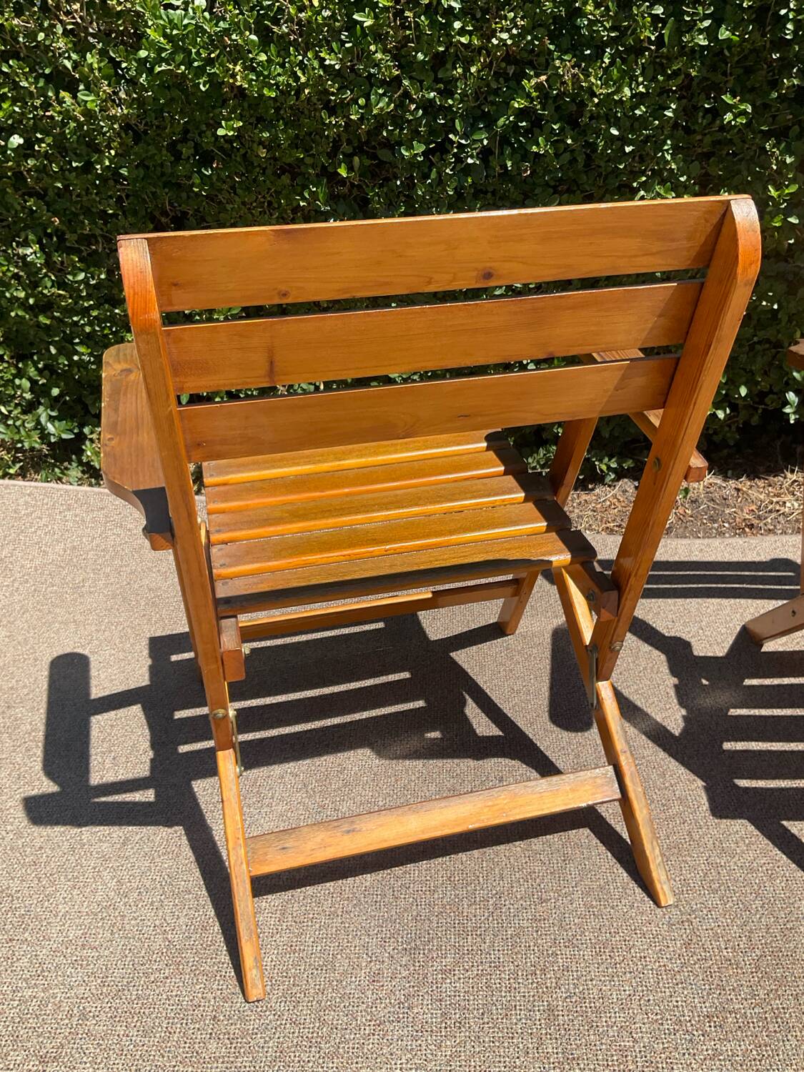 Pair of vintage wooden folding armchairs