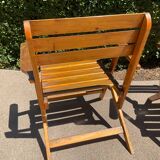 Pair of vintage wooden folding armchairs