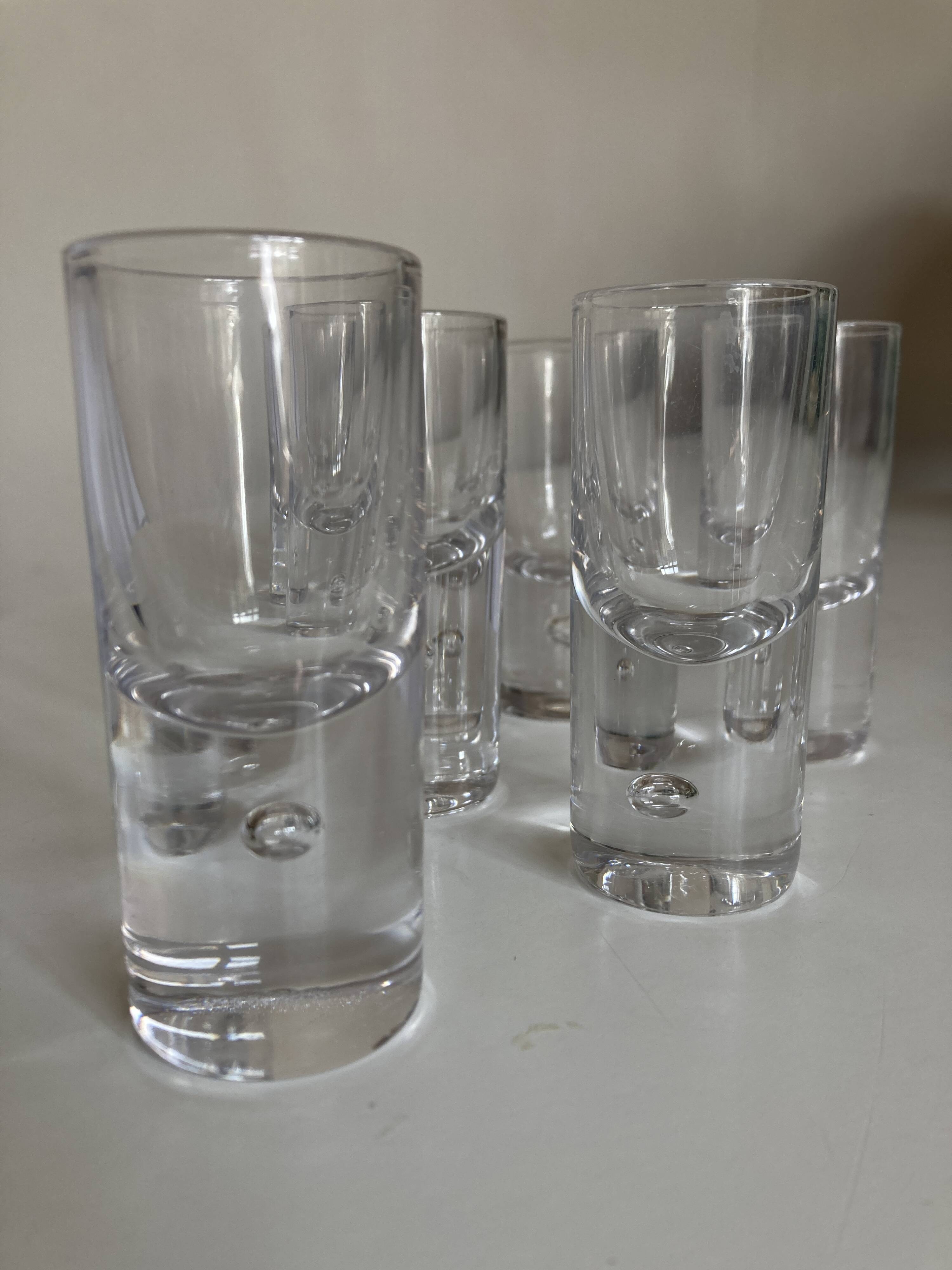 Set of 6 Scandinavian bubble foot vodka shots 1970