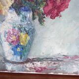 Painting oil on canvas bouquet of flowers signed b. rabel