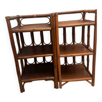 Pair of rattan bedside tables