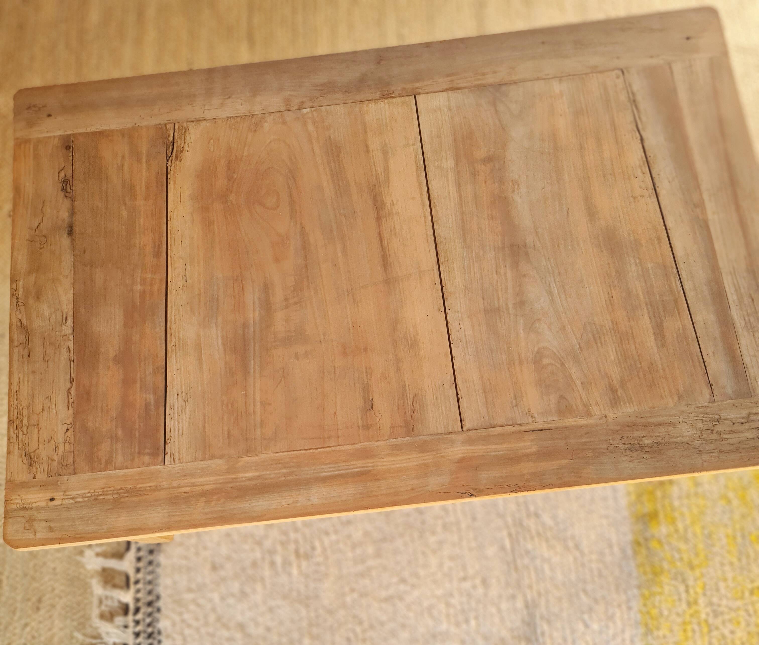 Antique wooden low farmhouse table and drawer