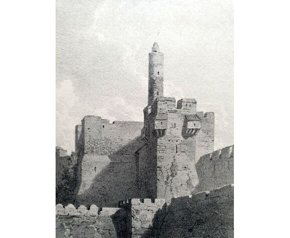 Lithograph in black - 1846 - Walls of Jerusalem