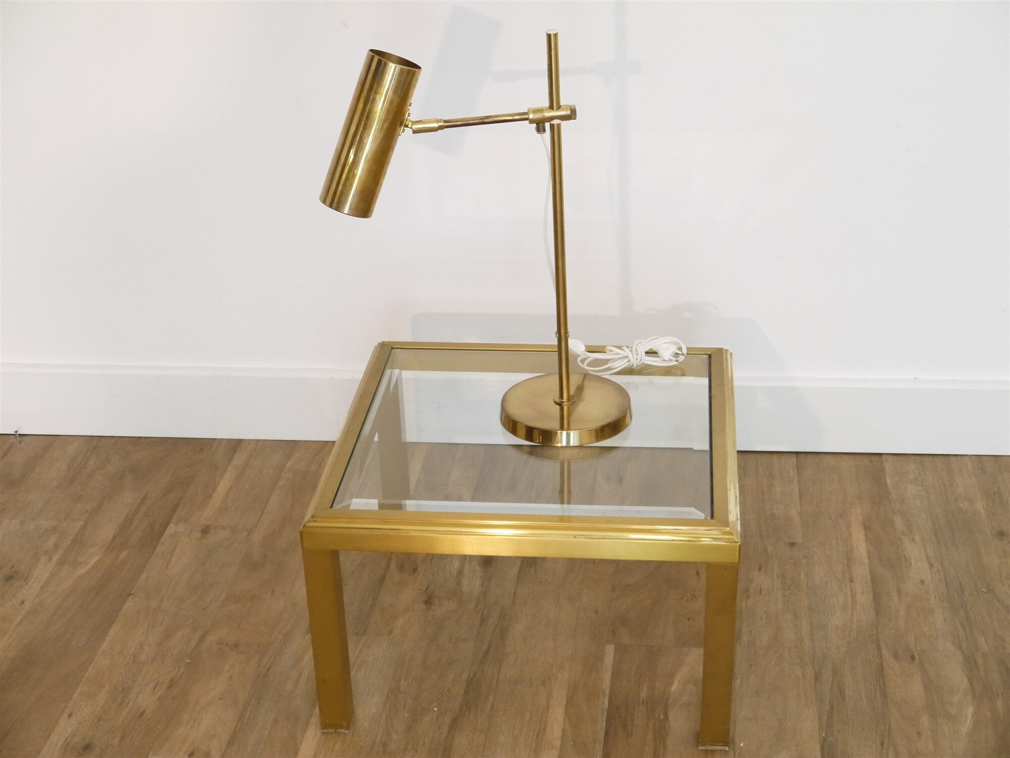 Brass and glass coffee or coffee table