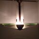 Modernist art deco chandelier/pendant lamp in glass and metal