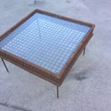 Rattan and metal coffee table
