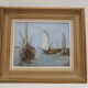 Marine painting on the treport, in its frame