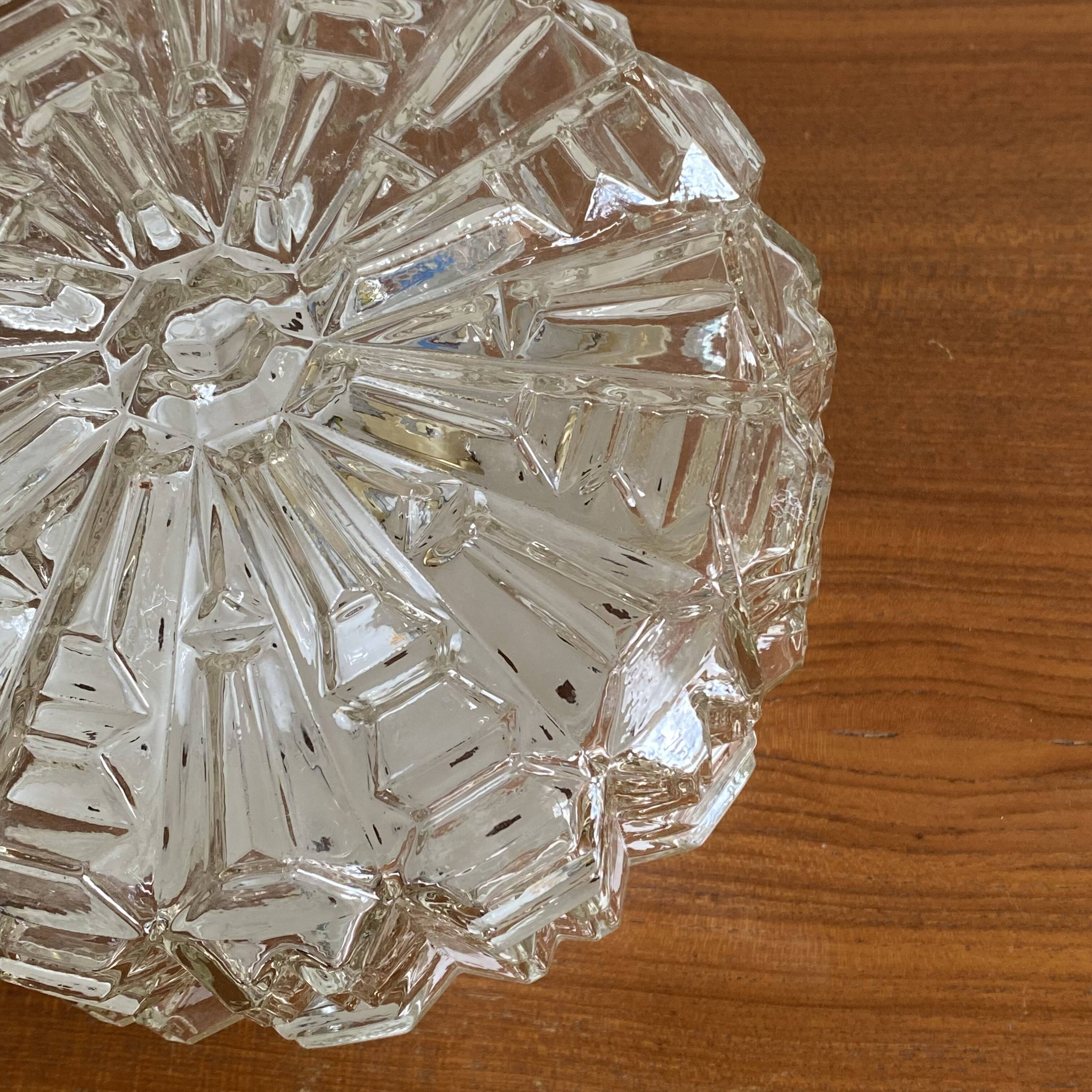 Minimalist glass wall or ceiling light with porthole design, 1970s-1980s