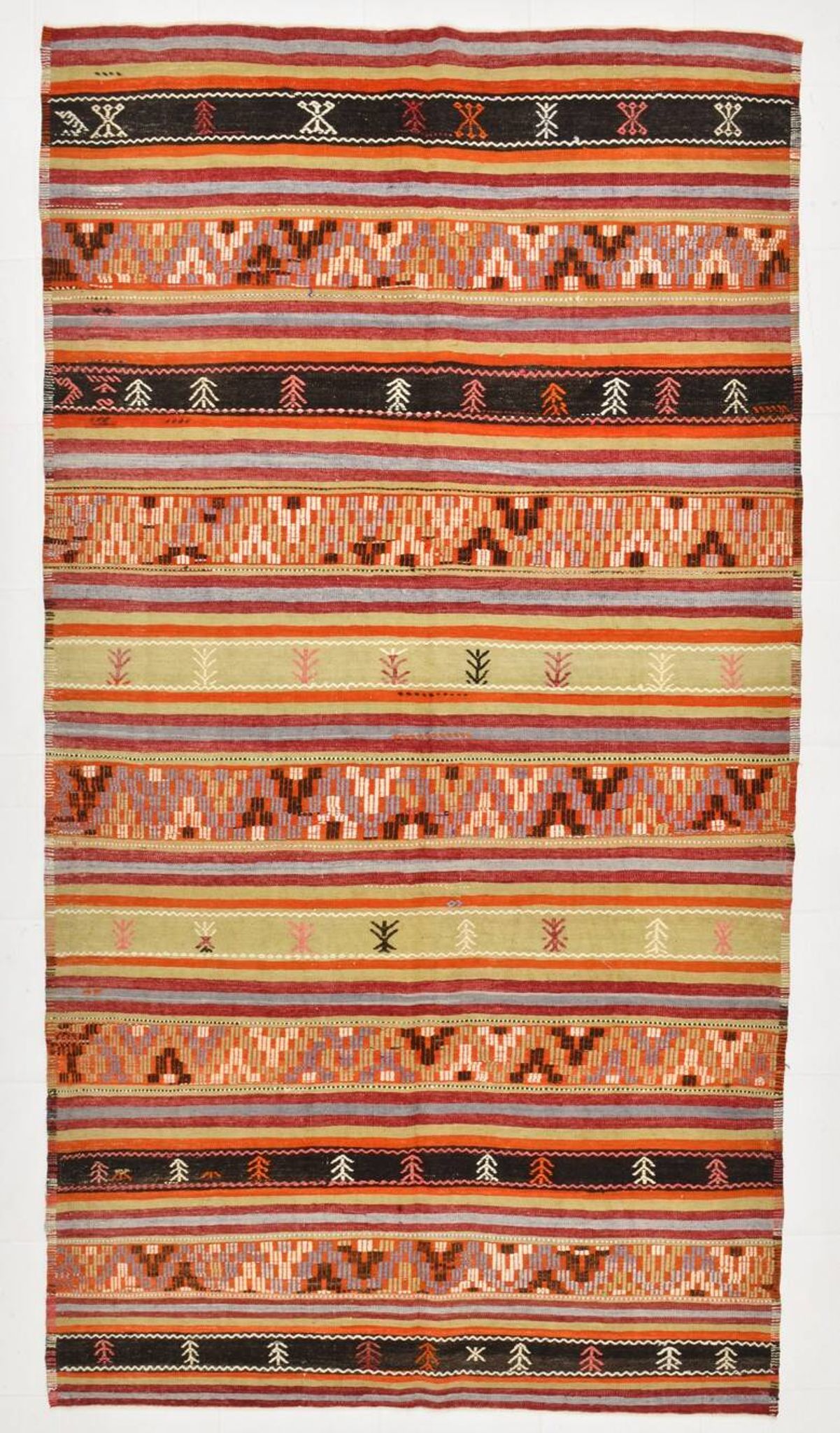 6x12 Soft Orange & Red Turkish Kilim Rug, 180x340Cm
