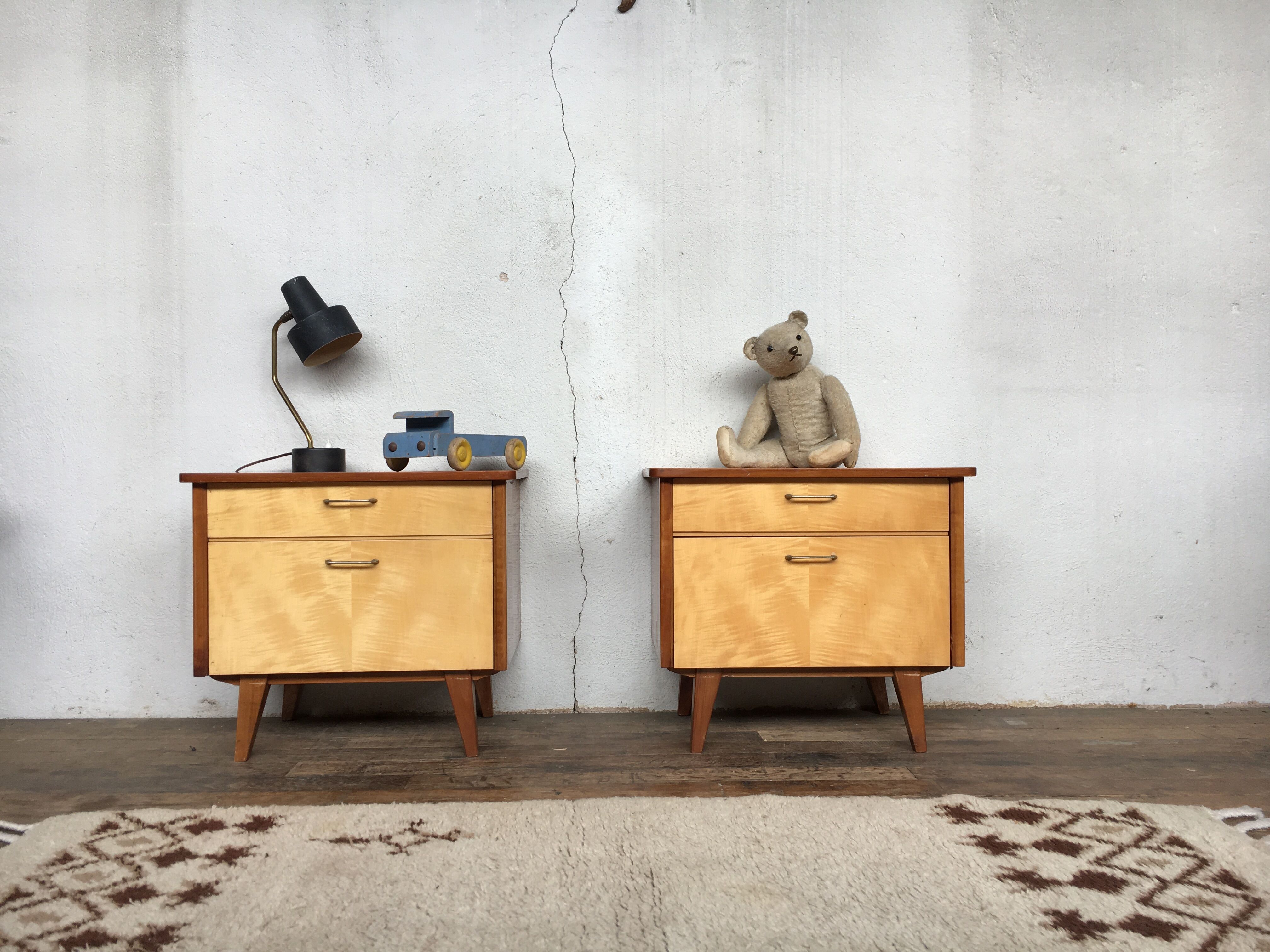 Pair of bedside table vintage compass legs